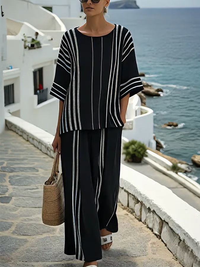 Black and White Linen Set
