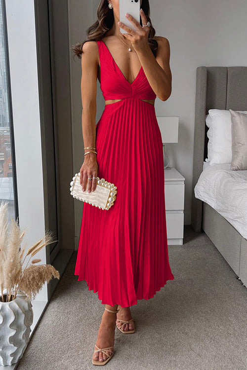 Amina | Long Dress with Pleated Neckline
