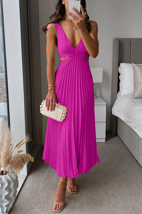 Amina | Long Dress with Pleated Neckline