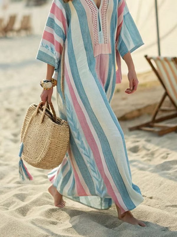 Striped dress with V-neck