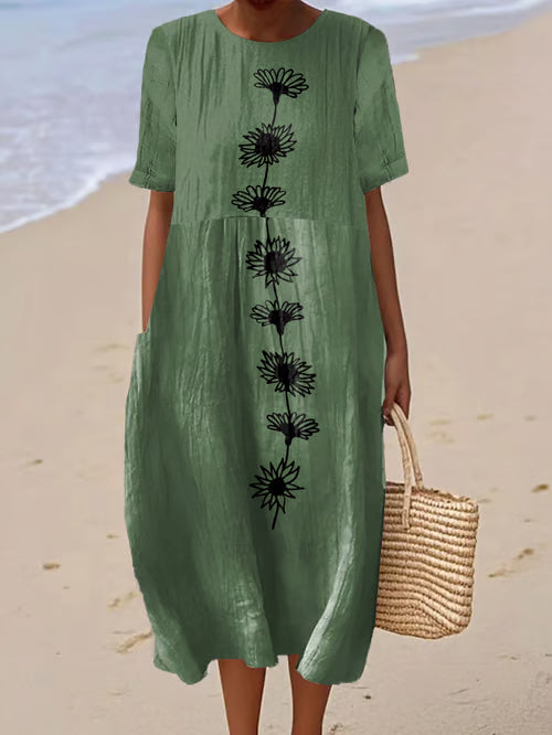 Linen Floral Dress