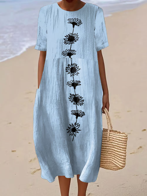 Linen Floral Dress