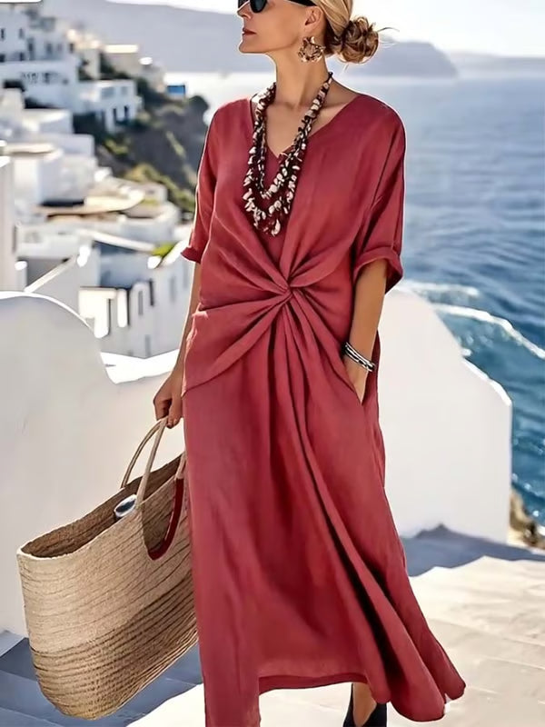 Loose-Fitting Solid Color Dress