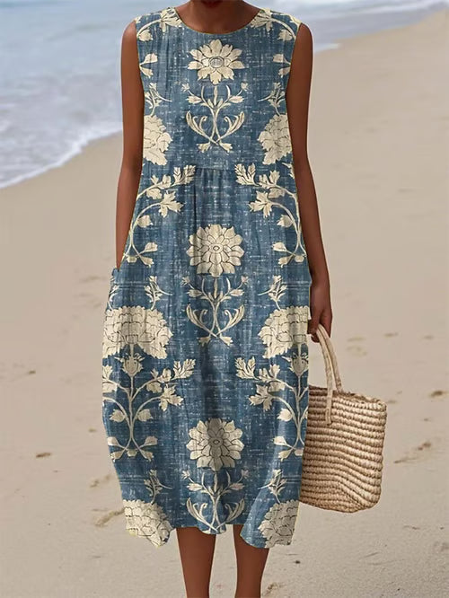 Dress with artisanal fabric