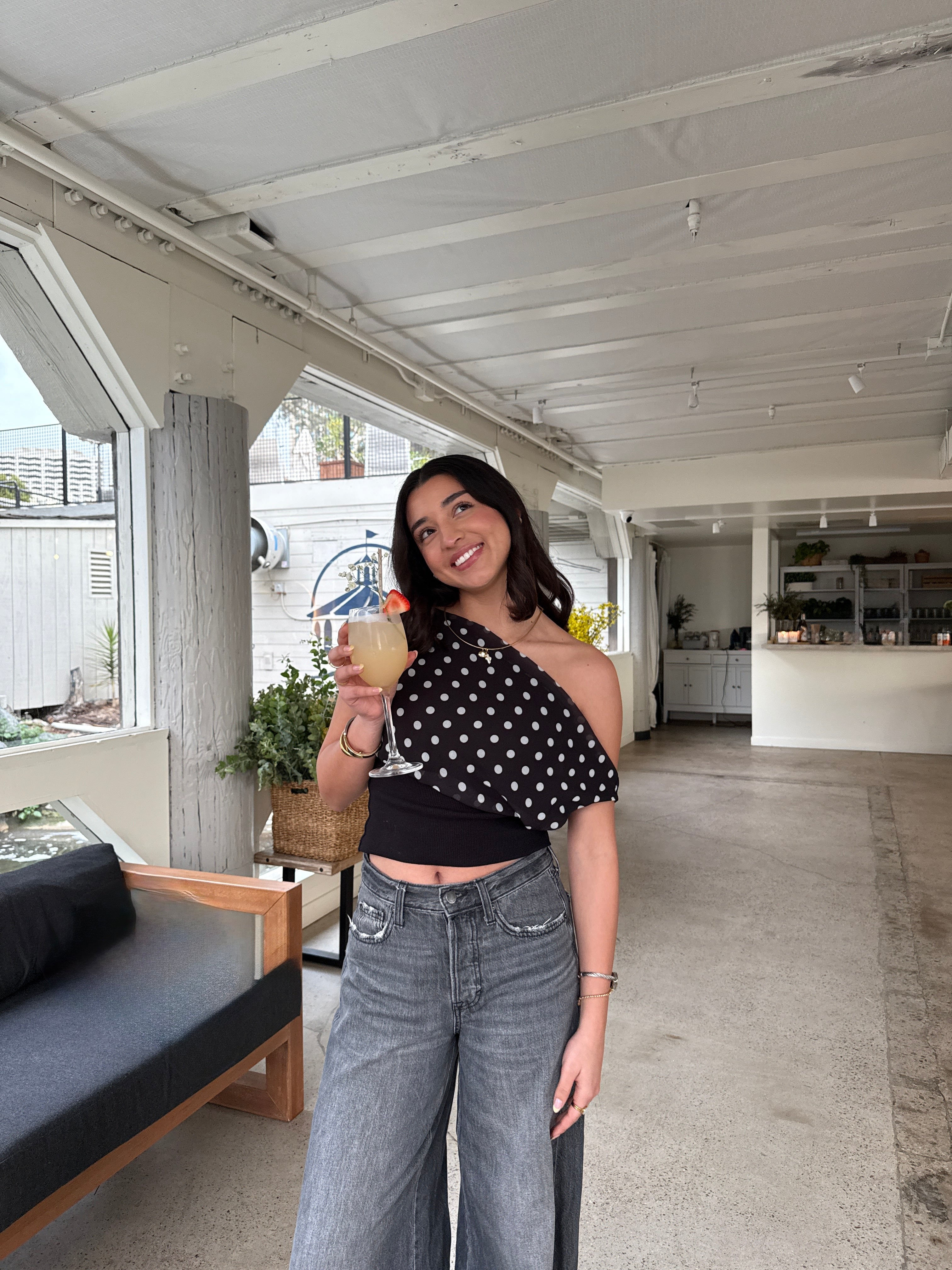 Kimmie | Polka Dot Top - Black/White
