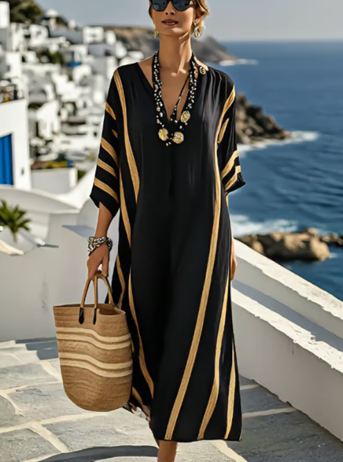 Chic and Elegant Striped Linen Dress