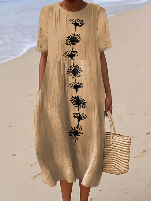 Linen Floral Dress