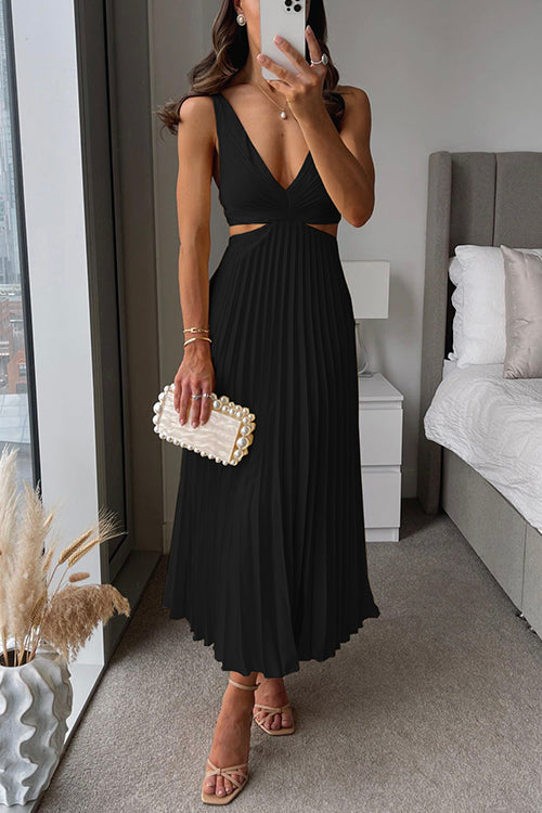 Amina | Long Dress with Pleated Neckline