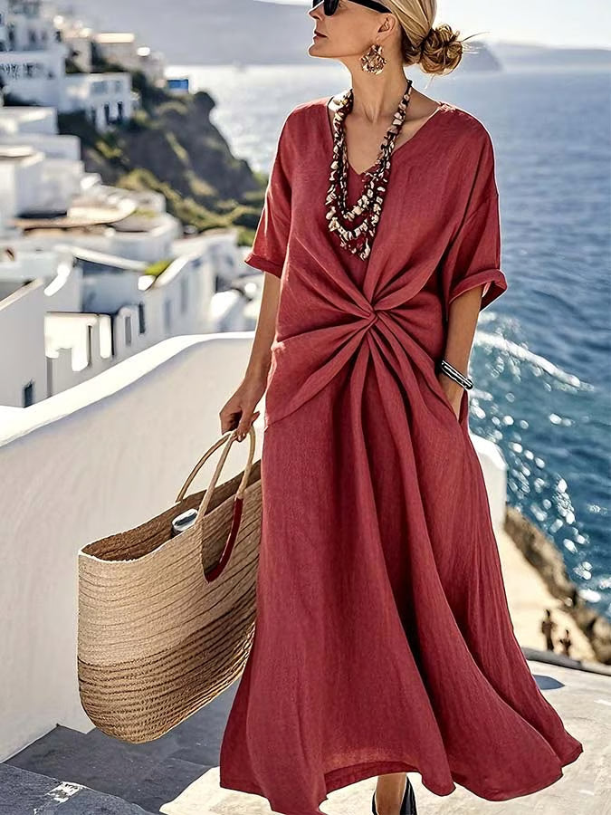 Loose-Fitting Solid Color Dress