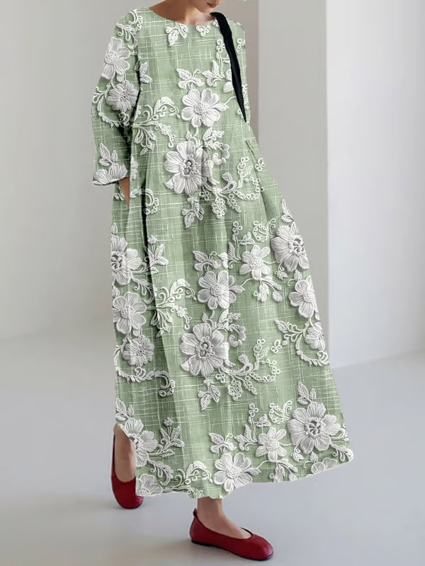 Casual Long Dress with Floral Lace