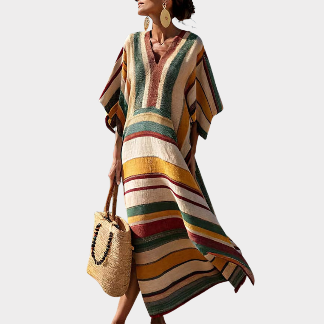 Isla™ | Bohemian Striped Maxi Dress