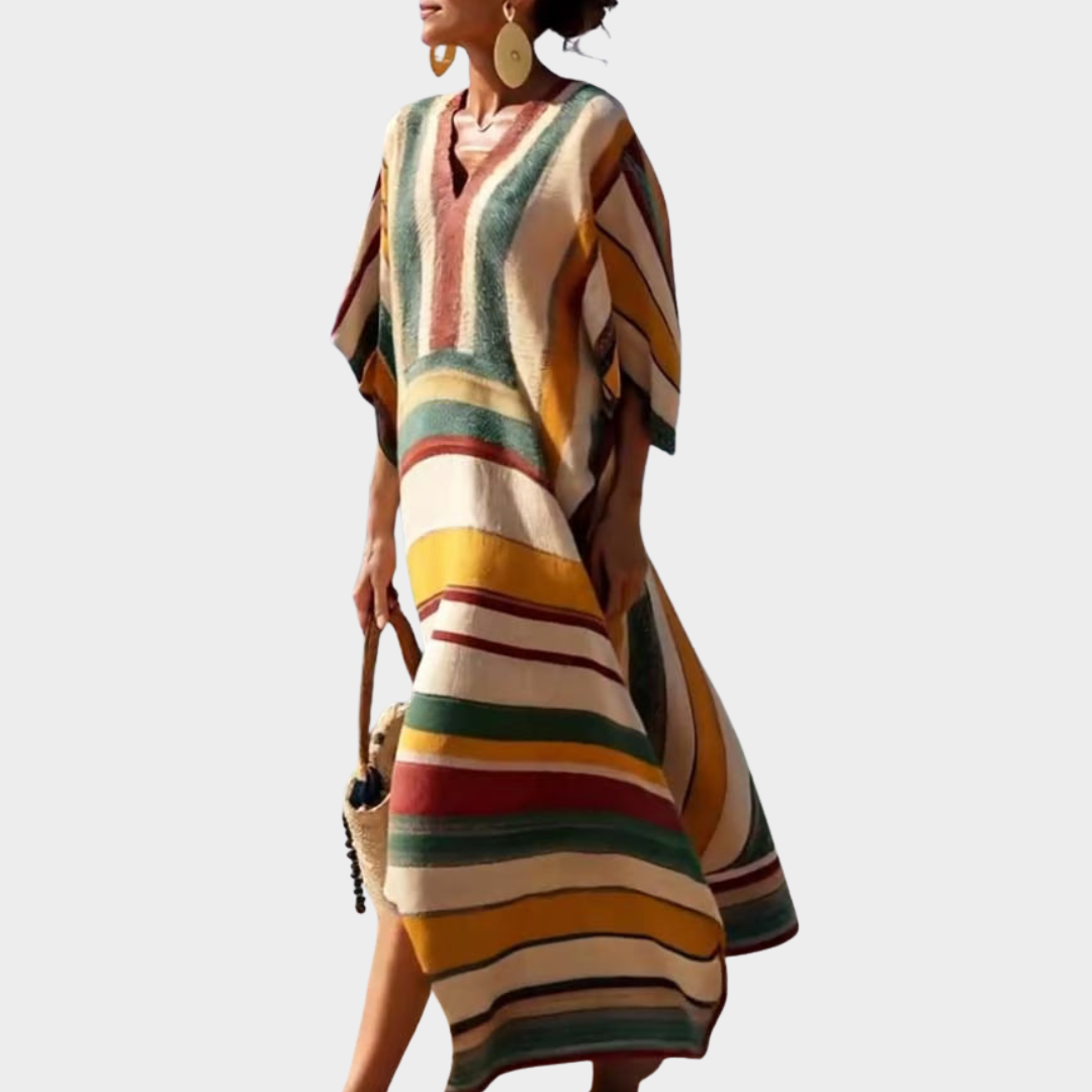 Isla™ | Bohemian Striped Maxi Dress