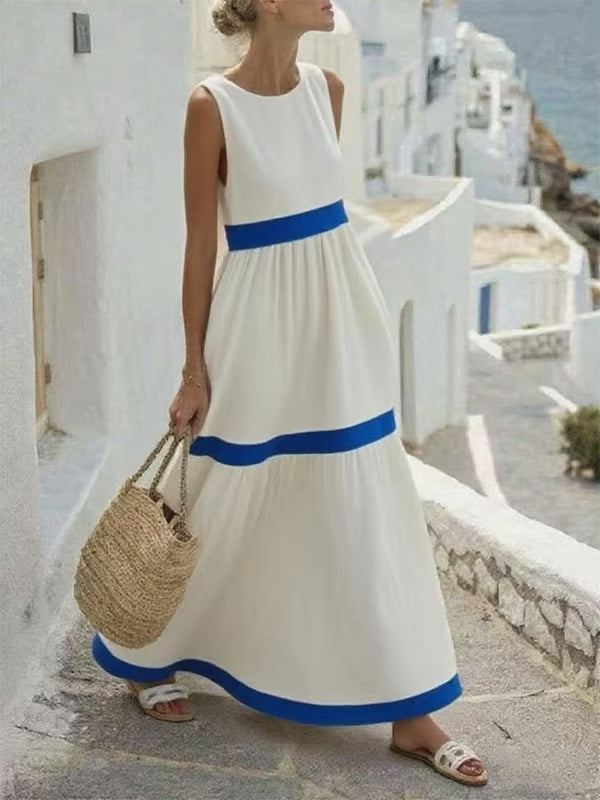 Sleeveless oversized bicolor dress
