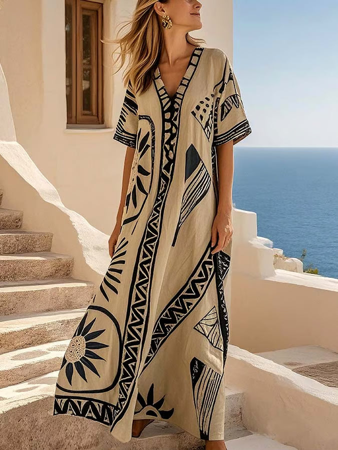 Vintage Printed Loose Dress