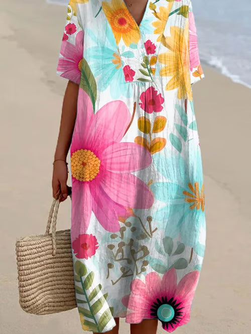 Fluid dress with subtle art