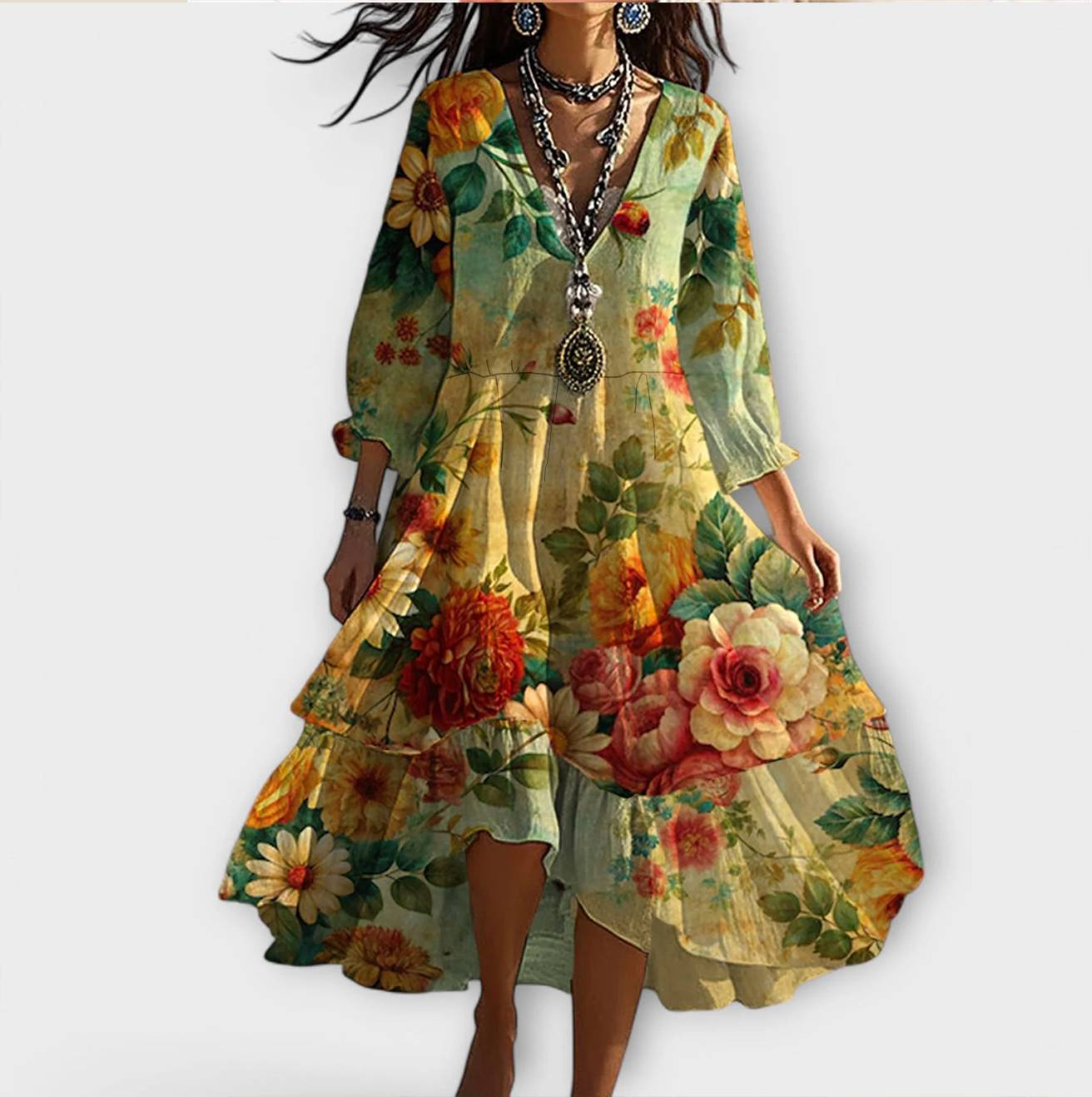 Beatrice™ | Floral Pattern Vintage Dress