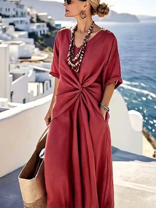 Loose-Fitting Solid Color Dress