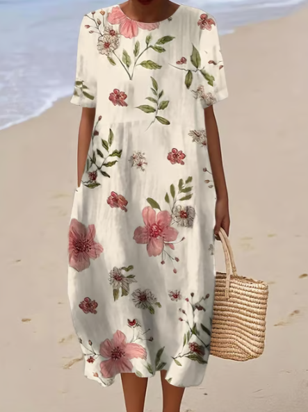 White Dress with Soft Flowers