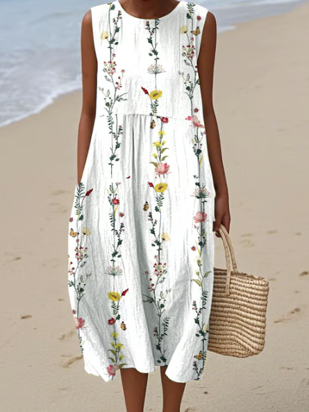 Midi dress with delicate floral print