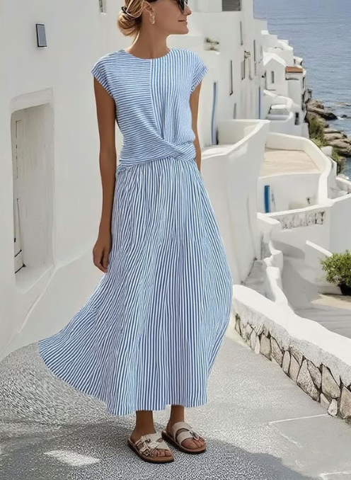 Linen dress with twisted waist