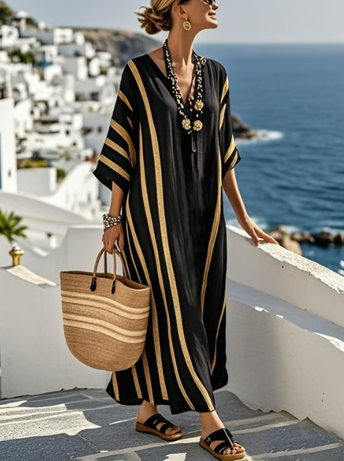 Chic and Elegant Striped Linen Dress