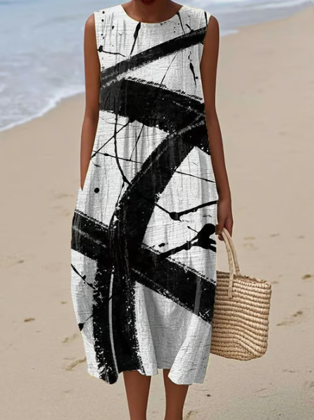 Abstract Strokes Short Dress