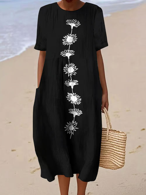 Linen Floral Dress