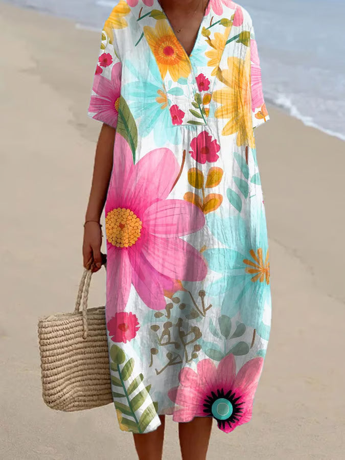Fluid dress with subtle art