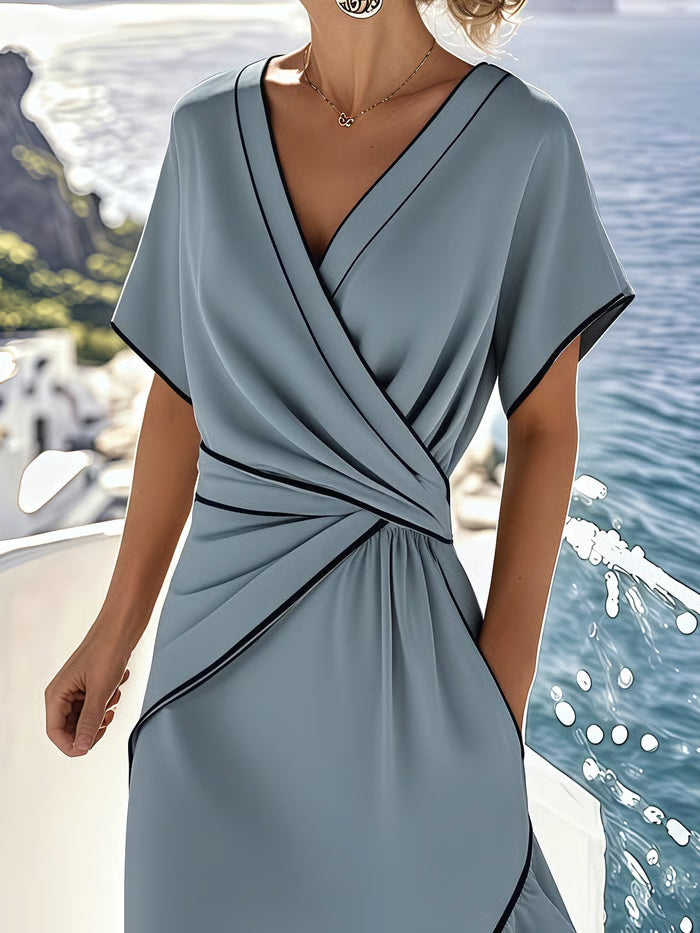 Blue sea dress with ruffles