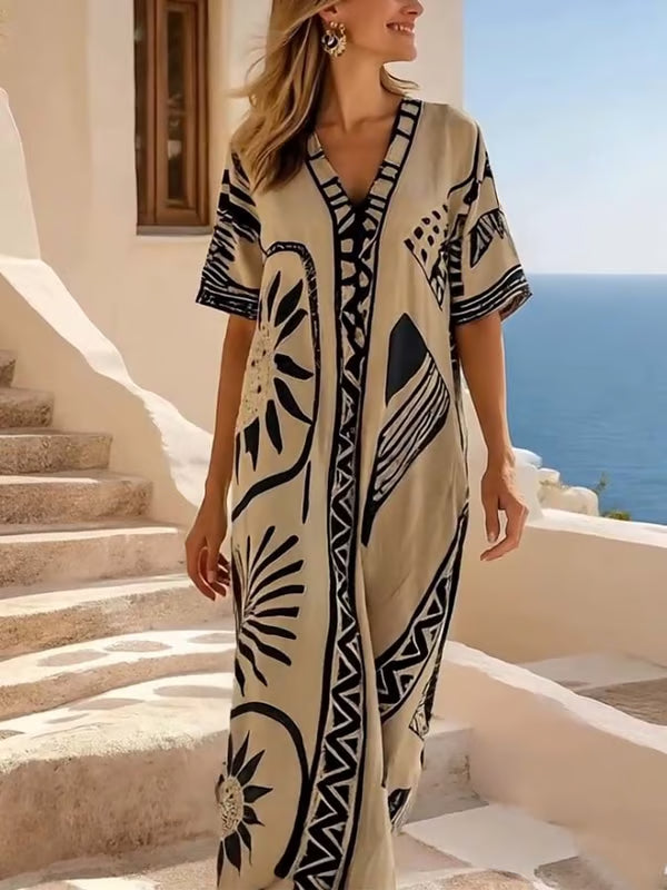 Vintage Printed Loose Dress