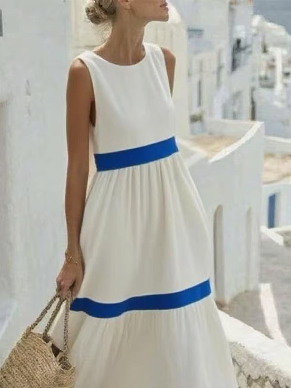 Sleeveless oversized bicolor dress