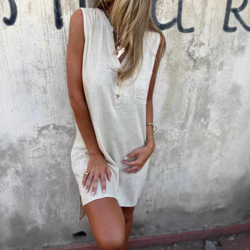 Anaïs I Sleeveless Dress with Buttons and Pockets
